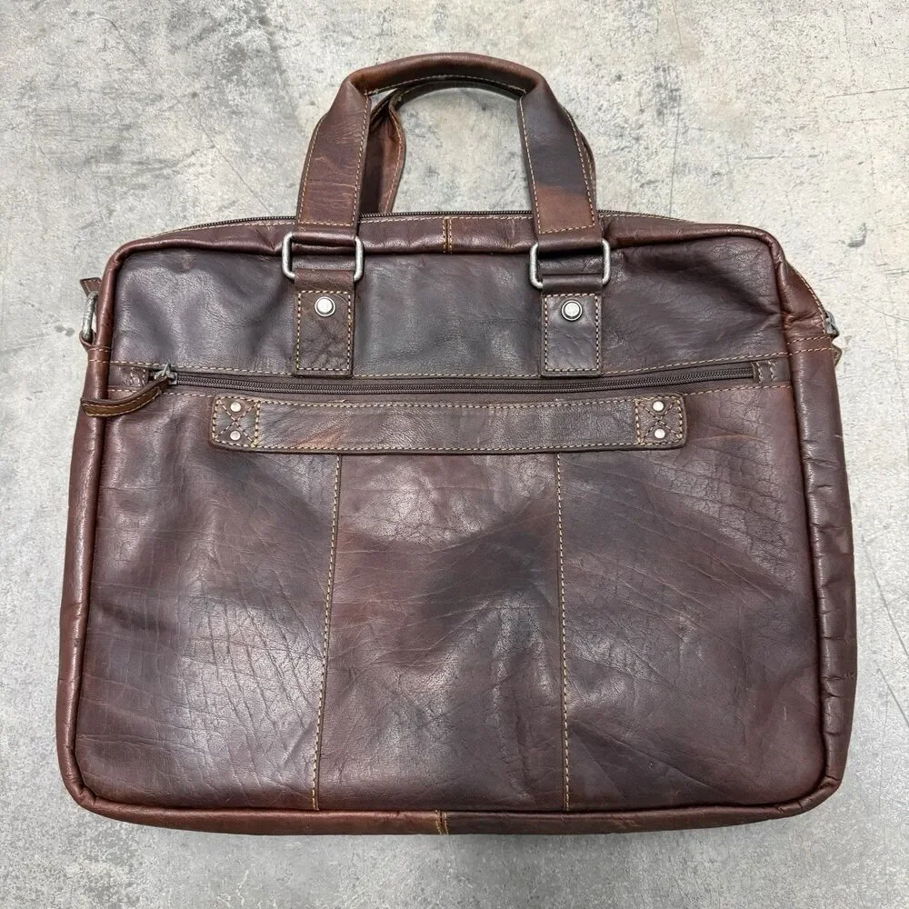 VTG Jack Georges Leather Briefcase Messenger Bag 16x13